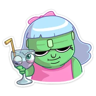 🍸 Cartoon, Zombie, Getränk, Figur, Lustig, Niedlich telegram sticker
