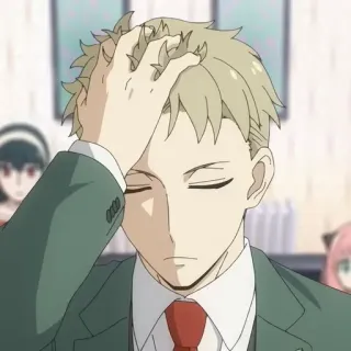 🥜 Loid Forger Spy x Family anime, spy, family, serious, tired, blonde hair, suit whatsapp sticker