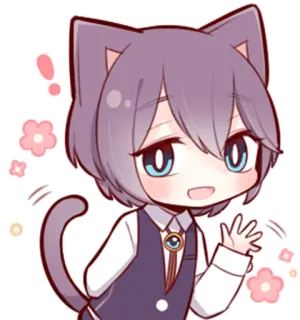 🌙 chat, animé, chibi, kawaii, mignon, personnage telegram sticker