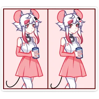 ☕️ Anime, Chica, Ratón, Kawaii, Lindo, Dibujos animados, Ilustración telegram sticker