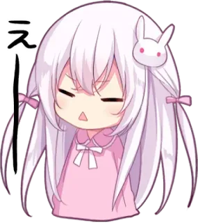 😻 え anime, girl, chibi, expression, sleepy, cute whatsapp sticker