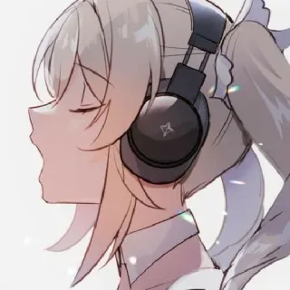 🎧 Anime, Auriculares, Chica, Música, Retrato telegram sticker