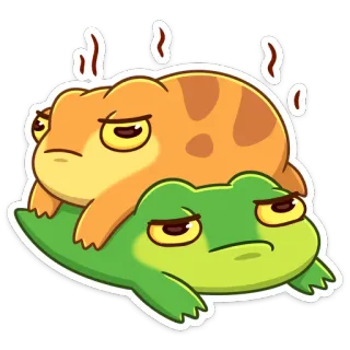 😐 grenouille, animaux, dessin animé, mignon, endormi, ennuyé whatsapp sticker