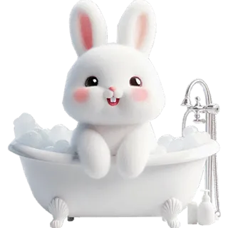 🚿 kelinci, bak mandi, kelinci, imut, gelembung, waktu mandi, menggemaskan telegram sticker