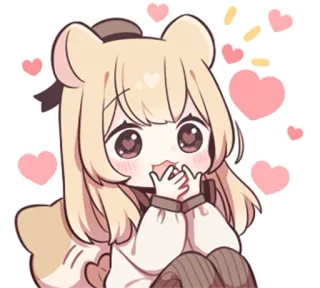 😍 imut, anime, kawaii, gadis, hati, cinta, chibi telegram sticker