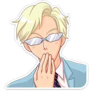 😯 Anime, Manga, Nhân vật, Tóc vàng, Kính, Hôn whatsapp sticker