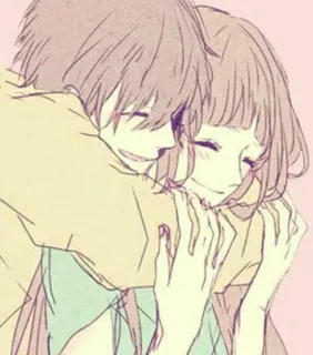 ❤ Anime, Umarmung, Paar, Süß, Romantik telegram sticker