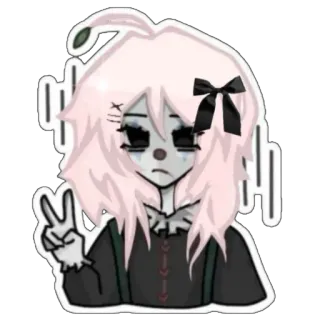 🤡 ตัวตลก, อนิเมะ, เด็กผู้หญิง, สัญลักษณ์สันติภาพ, เศร้า, โบว์ whatsapp sticker
