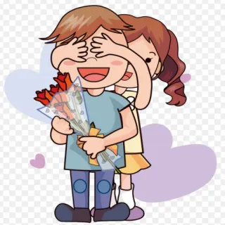 🙈 รัก, ดอกไม้, การ์ตูน, คู่รัก, เซอร์ไพรส์, โรแมนติก telegram sticker