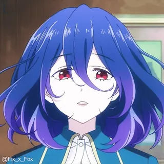 ☺️ アニメ, 女の子, 青髪, 赤い目, 漫画, キャラクター whatsapp sticker