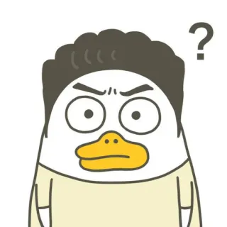 🐣 เป็ดการ์ตูน, คำถาม, สับสน, ตัวละคร, สีหน้า, ศิลปะดิจิทัล telegram sticker