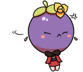 😑 mangostan, owoc, słodkie, kawaii, kreskówka telegram sticker