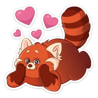 🥰 แพนด้าแดง, น่ารัก, หัวใจ, สัตว์, สติกเกอร์ telegram sticker