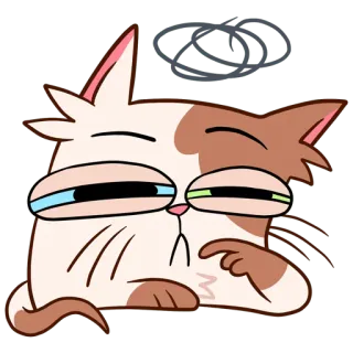 🤔 chat, dessin animé, autocollant, mignon, triste, contrarié, pensif whatsapp sticker