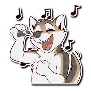 🎼 Furry, Loup, Musique, Chant, Dessin animé, Animation, Joyeux telegram sticker