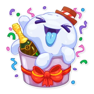 😝 fiesta, celebración, champán, fantasma, sombrero, regalo, festivo telegram sticker