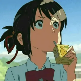 💫 Mitsuha Miyamizu Your Name Anime, Cô gái, Uống, Dễ thương, Mitsuha Miyamizu, Your Name telegram sticker