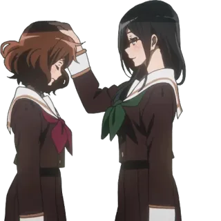 ☺️ Anime, Personnages, Amitié, Uniformes scolaires, Tapoter la tête telegram sticker