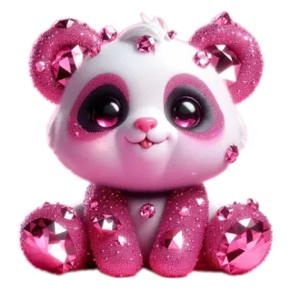 🧸 Panda, Lindo, Kawaii, Animal, Rosa, Brillo, Dibujo animado whatsapp sticker