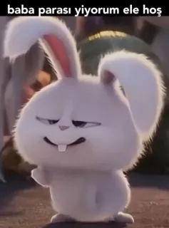 🤭 Snowball The Secret Life of Pets baba parası yiyorum ele hoş 토끼, 바니, 동물, 만화, 애완동물, 눈덩이, 캐릭터, 밈 whatsapp sticker