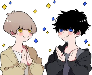 🎊 Hoạt hình, Anime, Tình bạn, Dễ thương, Lấp lánh, Hình minh họa telegram sticker