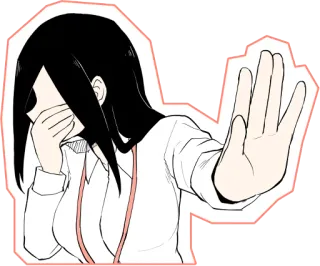 😂 Pare, Mão, Não, Recusar, Bloquear, Desenho animado, Anime telegram sticker