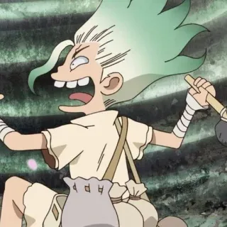 🥬 Senku Ishigami Dr. Stone Аниме, Наука, Изобретение, Приключения, Сенку Ишигами, Dr. Stone whatsapp sticker