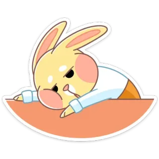 😫 bunny, tired, sleepy, cute, cartoon, rabbit, laying down telegram sticker