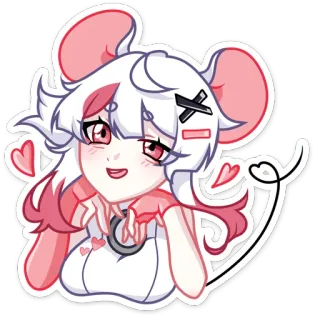 ❤️ Anime, Ratón, Lindo, Rosa, Kawaii, Dibujo animado, Sticker telegram sticker