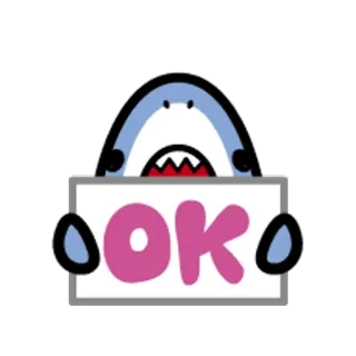 🐯 OK squalo, carino, animale, ok, segno, cartone animato whatsapp sticker