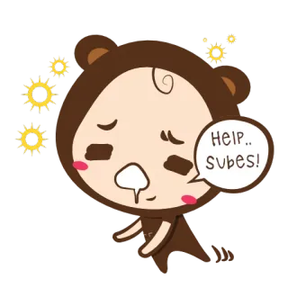 😨 Help.. Subes! Kreskówka, Słodkie, Naklejka, Ilustracja, Postać, Pomoc, Chory telegram sticker
