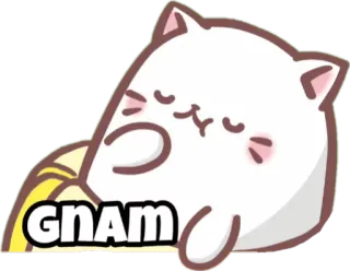 😋 GnAM 고양이, 먹기, 냠냠, 귀여운, 카와이, 스티커 telegram sticker