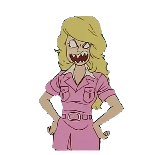 👿 Hoạt hình, Tức giận, Phụ nữ, Quái vật, Tóc vàng, Đáng sợ, Răng telegram sticker