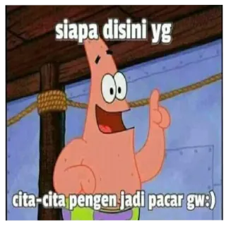 🏃 Patrick Star Spongebob Squarepants siapa disini yg cita-cita pengen jadi pacar gw :) patricio estrella, bob esponja, dibujos animados, gracioso, meme whatsapp sticker
