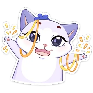 🥳 cat, cartoon, cute, animal, pet whatsapp sticker