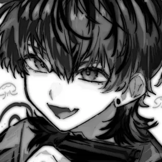 🖤 anime, gun, weapon, manga, cartoon, character whatsapp sticker