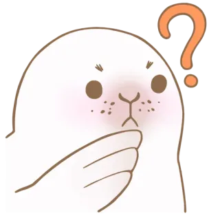 🤔 foca, animal, lindo, pregunta, pensando, kawaii telegram sticker