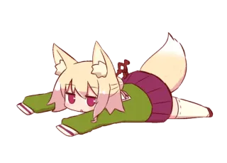 🙃 Anime, Chibi, Chica zorro, Lindo, Relajante, Tumbado telegram sticker
