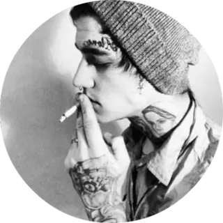 🚬 cigarette, smoking, tattoo, portrait, man, beanie telegram sticker