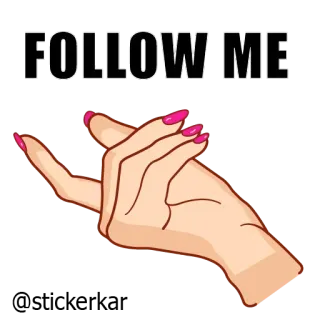 🤏 FOLLOW ME segui, mano, unghie, richiesta, social media, puntatore telegram sticker