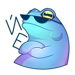😎 żaba, fajne, okulary przeciwsłoneczne, kreskówka, płaz, zwierzę telegram sticker
