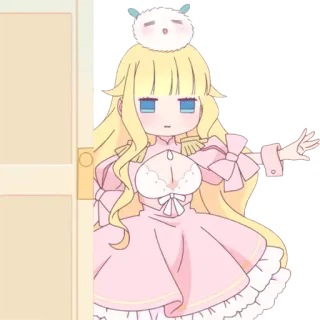 👀 Anime, Dziewczyna, Blondynka, Sukienka, Chibi, Słodkie telegram sticker