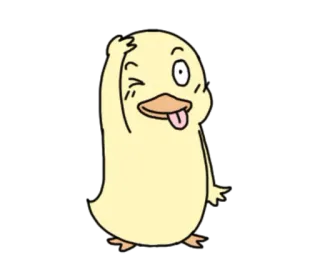 😜 vịt, hoạt hình, dễ thương, động vật, vàng, nháy mắt, lưỡi telegram sticker
