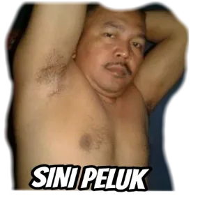 ❤ SINI PELUK мужчина, без рубашки, объятие, индонезийский telegram sticker