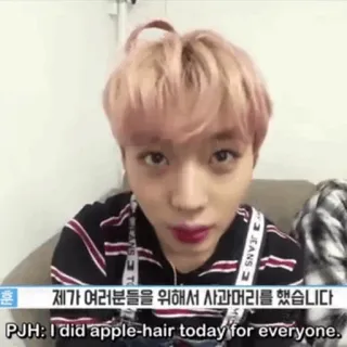 💈 JEANS
훈 제가 여러분들을 위해서 사과머리를 했습니다
PJH: I did apple-hair today for everyone. เกาหลี, ผมทรงแอปเปิล, ทรงผม telegram sticker