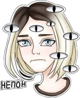 😐 НЕПОН Anime, Olhos, Menina, Fofo, Personagem whatsapp sticker