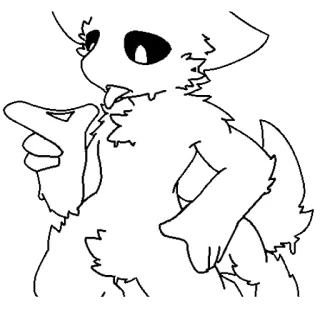 🖤 Furry, Criatura, Monstro, Branco, Desenho animado, Apontando telegram sticker