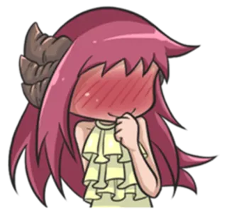 🙈 อนิเมะ, การ์ตูน, ตัวละคร, ปีศาจ, เขา, แก้มแดง, น่ารัก telegram sticker
