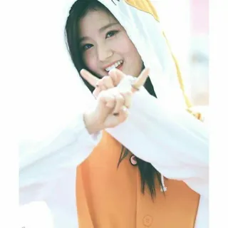 🐹 femme, sweat à capuche, costume d'animal, portrait, sourire, mignon telegram sticker