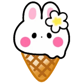 ⭐ 토끼, 아이스크림, 토끼, 귀여운, 귀엽 telegram sticker